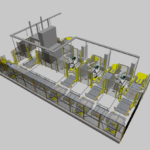 model 3d stanowiska robotów do etykietowania i paskarka
