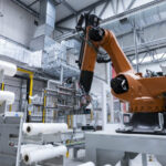 stanowisko robota do pakowania rolek folii stretch