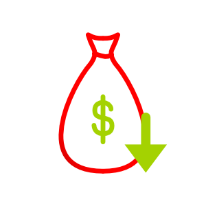 zmniejszenie kosztów ikona