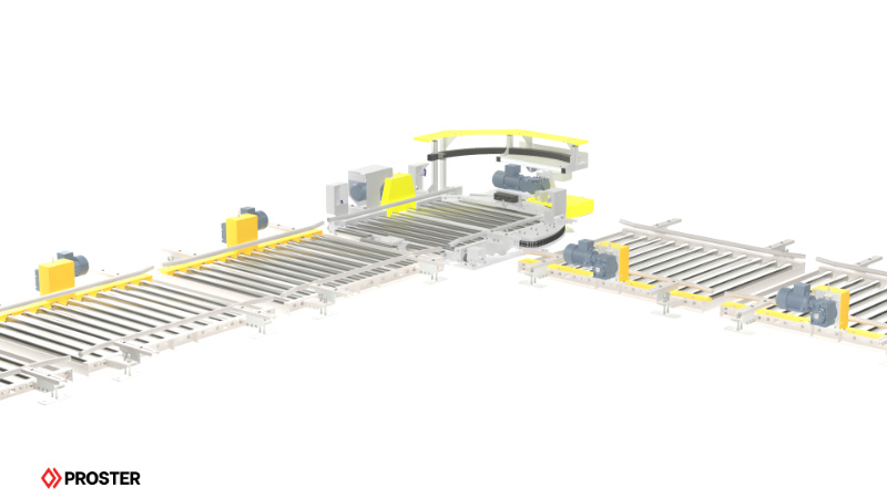 system przenośnik rolkowy łukowy 3d model