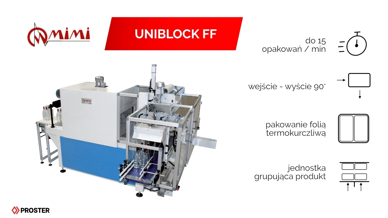 MIMI UNIBLOCK FF; do 15 opakowan na minute; maszyna do pakowania w folię termokurczliwą