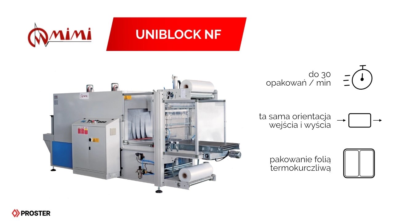 MIMI UNIBLOCK NF; do 30 opakowan na minute; maszyna do pakowania w folię termokurczliwą