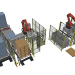 linia pakowania i paletyzacji worków z cebulą model 3d