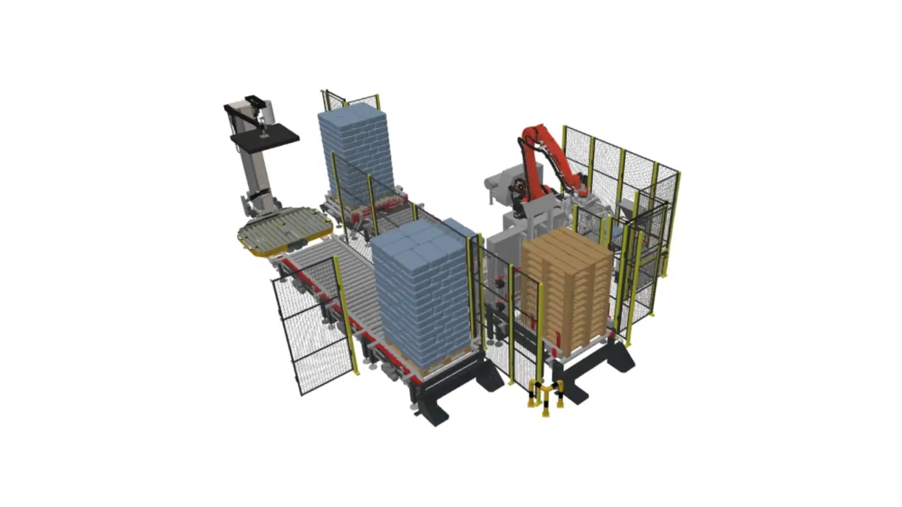 linia paletyzacji worków z cebulą model 3d 2