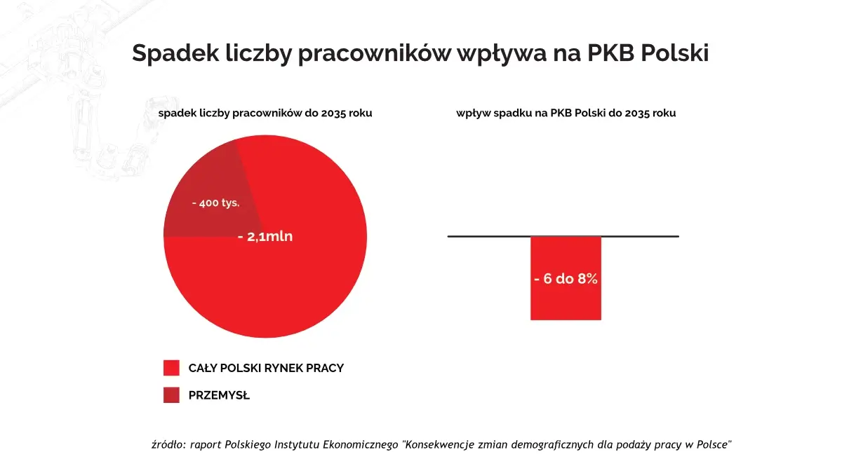 grafika raport kryzys demograficzny, rynek pracy w polsce do 2035 roku