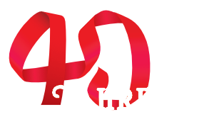 logo 40 lat DE white long bold