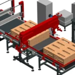 linia paletyzacji drewnianych skrzynek na owoce i warzywa