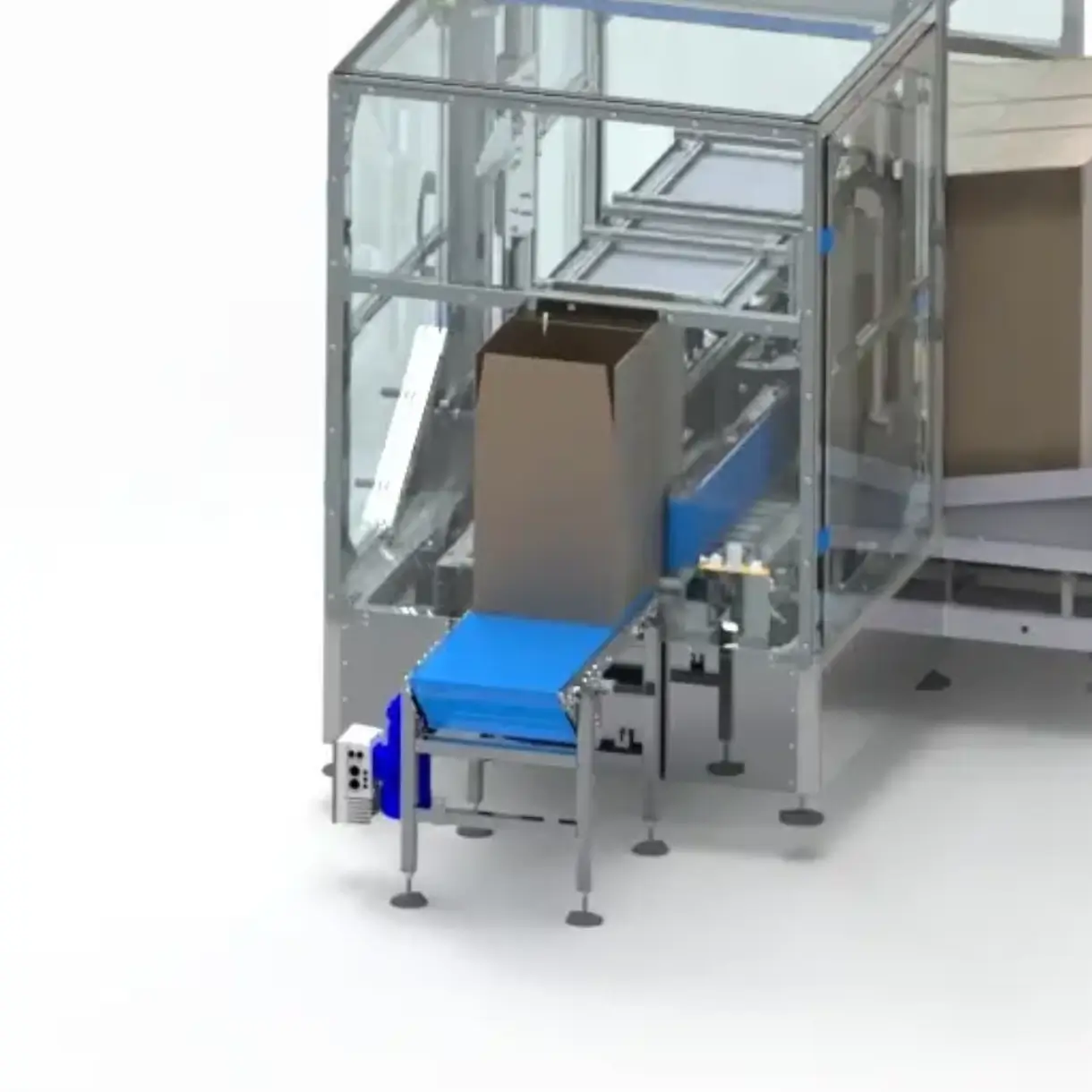 kartoniarka model 3d zbliżeniena wyjazd kartonu
